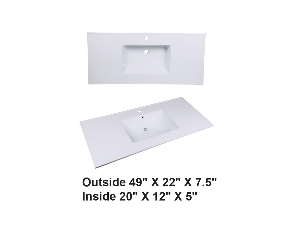 AD-C52-Vanity Top / Drop-in Rectangular Ceramic