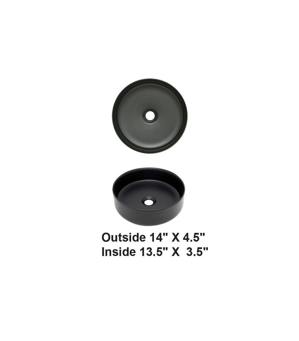 AD-C57-Vessel Round Matte Black Ceramic Sink