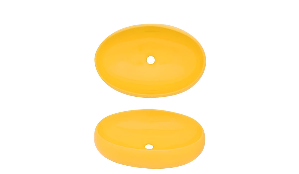 AD-C58-Vessel Round Yellow Ceramic Sink