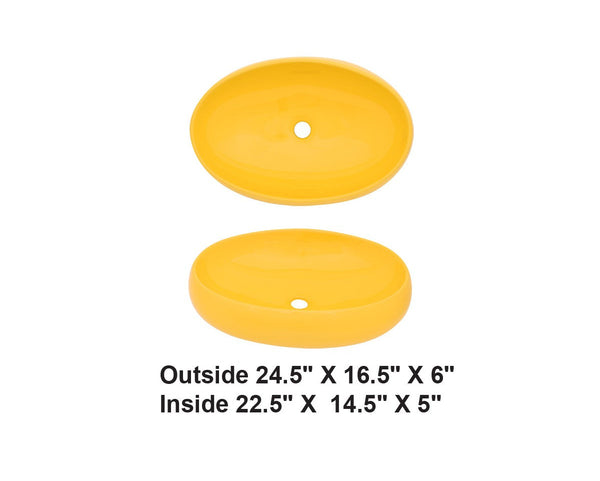 AD-C58-Vessel Round Yellow Ceramic Sink