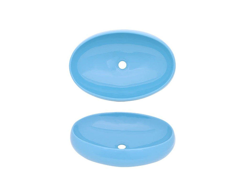AD-C59-Vessel Round Blue Ceramic Sink