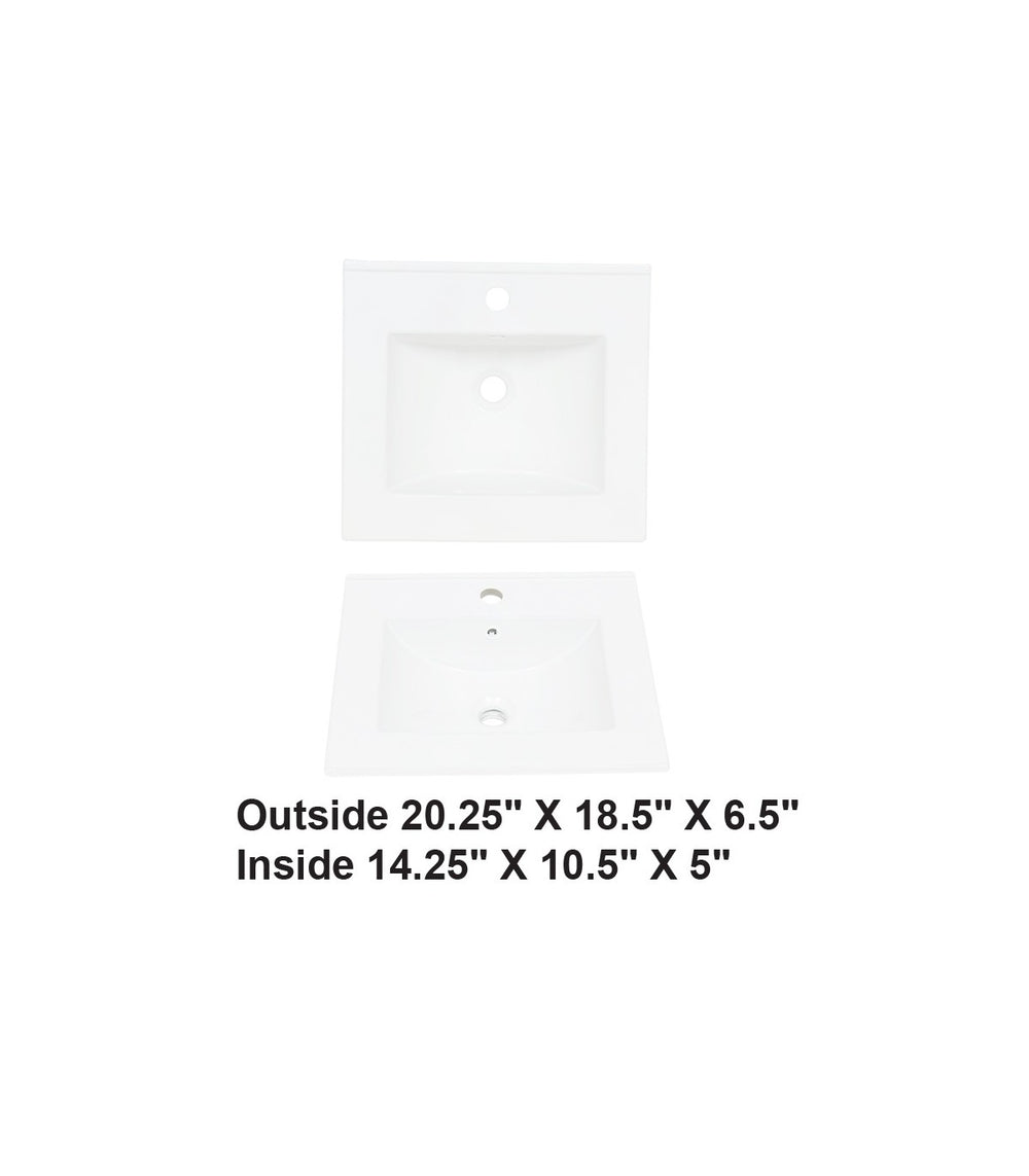 AD-C62-Vanity Top / Drop-in Rectangular Ceramic Sink