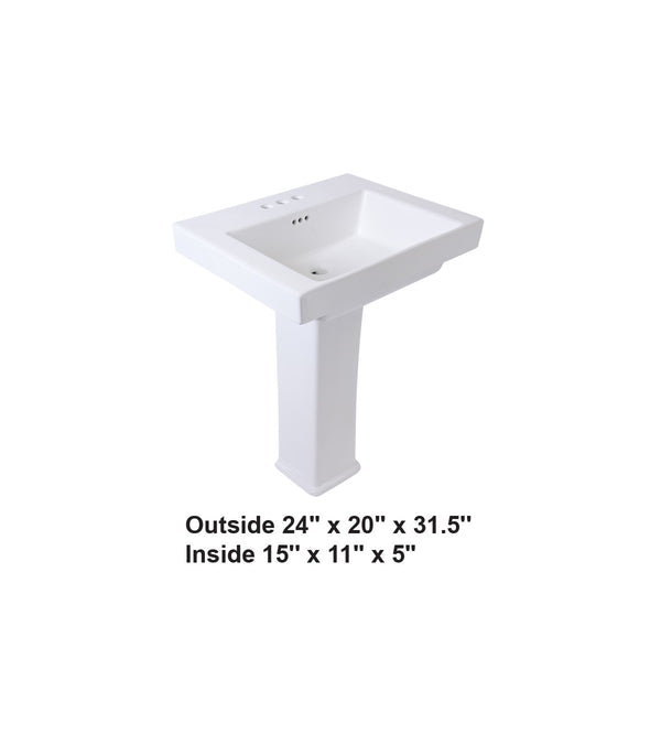 AD-C66-Pedestal Rectangular Ceramic Sink