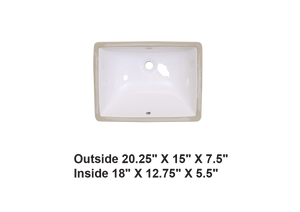 AD-C6M-Rectangular Ceramic Undermount Sink (Medium)