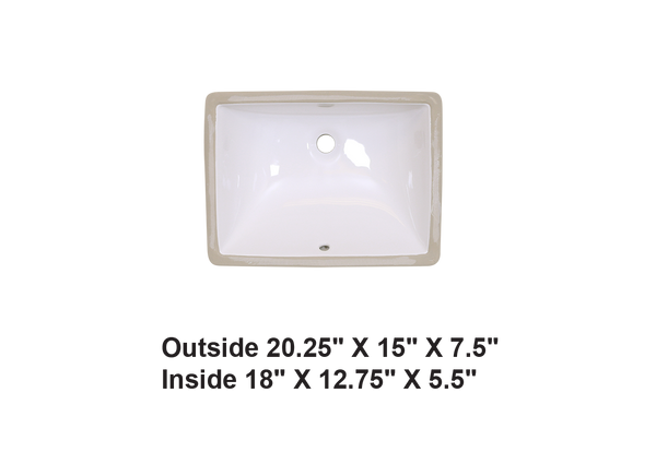 AD-C6M-Rectangular Ceramic Undermount Sink (Medium)