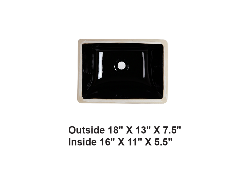 AD-C6S Black-Undermount Rectangular Ceramic Sink