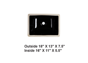 AD-C6S Black-Undermount Rectangular Ceramic Sink
