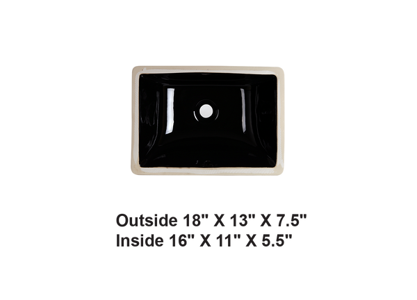 AD-C6S Black-Undermount Rectangular Ceramic Sink