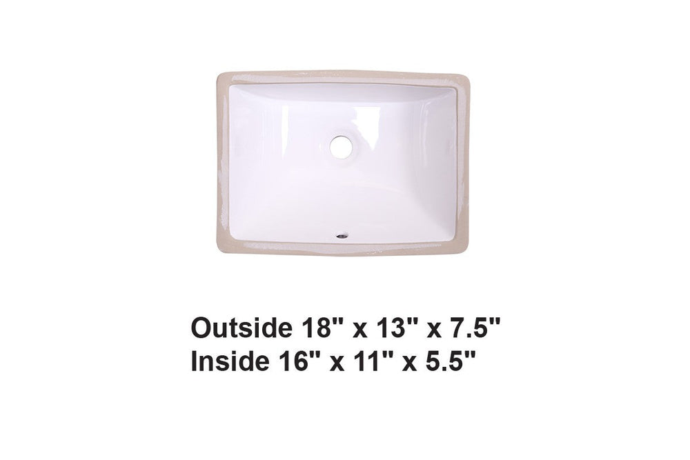 AD-C6S White-Undermount Rectangular Ceramic Sink