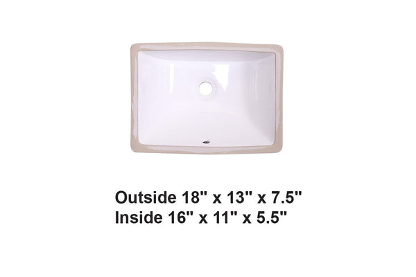 AD-C6S White-Undermount Rectangular Ceramic Sink