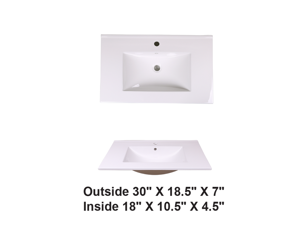 AD-E75-Vanity Top / Drop-in Rectangular Ceramic