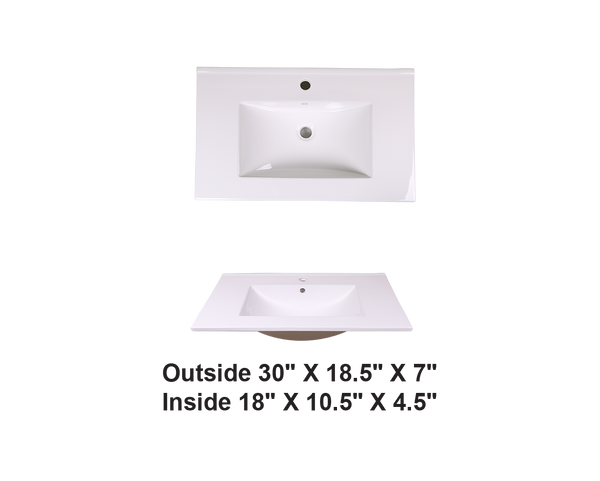 AD-E75-Vanity Top / Drop-in Rectangular Ceramic