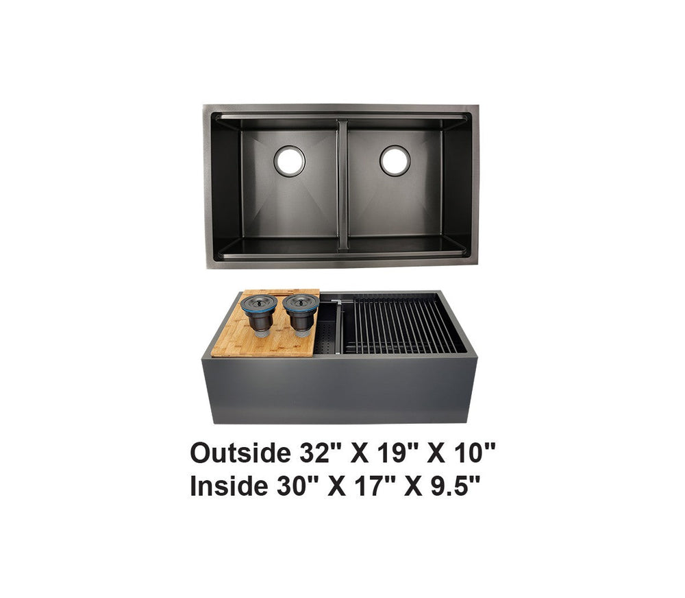AD-F3219DBK-Workstation Stainless Steel Sink