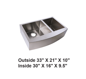 AD-F68-33 -Farm House Apron Front Stainless Stain Sink- 33"