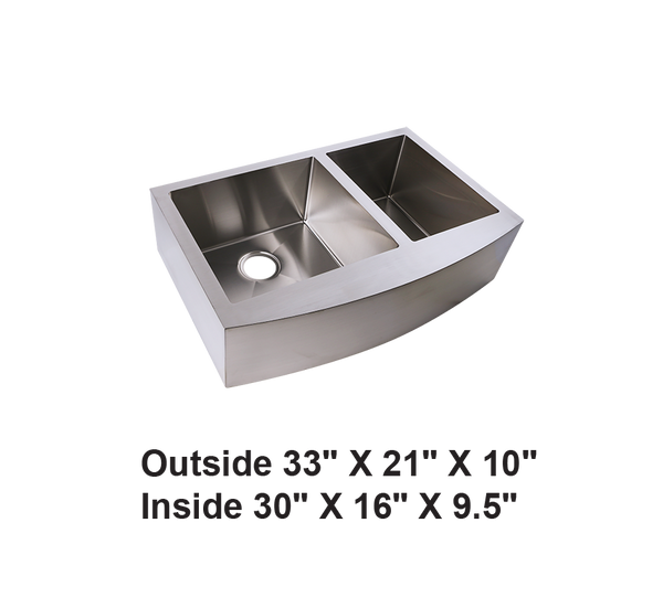 AD-F68-33 -Farm House Apron Front Stainless Stain Sink- 33"