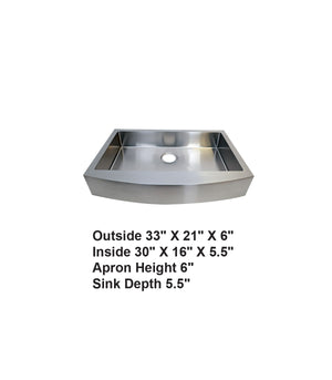 AD-F78-33-6-Farm House Apron Front Stainless Stain