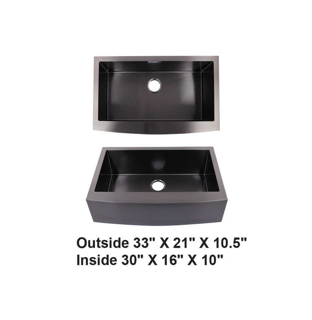 AD-F78-33-Black -Farm House Apron Front Stainless Stain