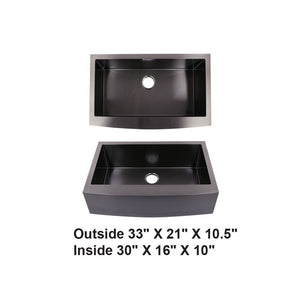 AD-F78-33-Black -Farm House Apron Front Stainless Stain