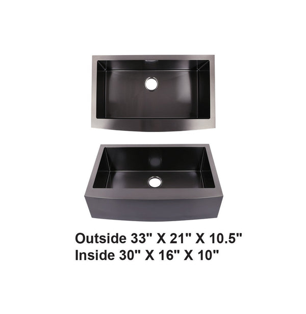 AD-F78-33-Black -Farm House Apron Front Stainless Stain