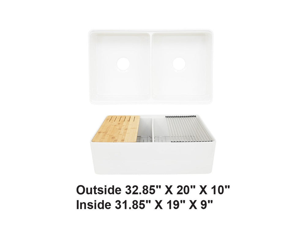 AD-FC12F-Farm House Apron Front Fireclay Sink