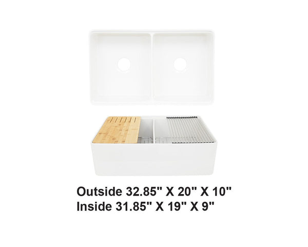 AD-FC12F-Farm House Apron Front Fireclay Sink