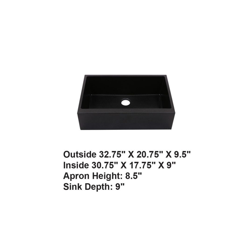 AD-GCF78 Single Bowl Farmhouse Apron Front Granite Composite Sink Black