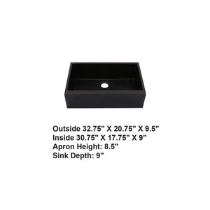AD-GCF78 Single Bowl Farmhouse Apron Front Granite Composite Sink Black