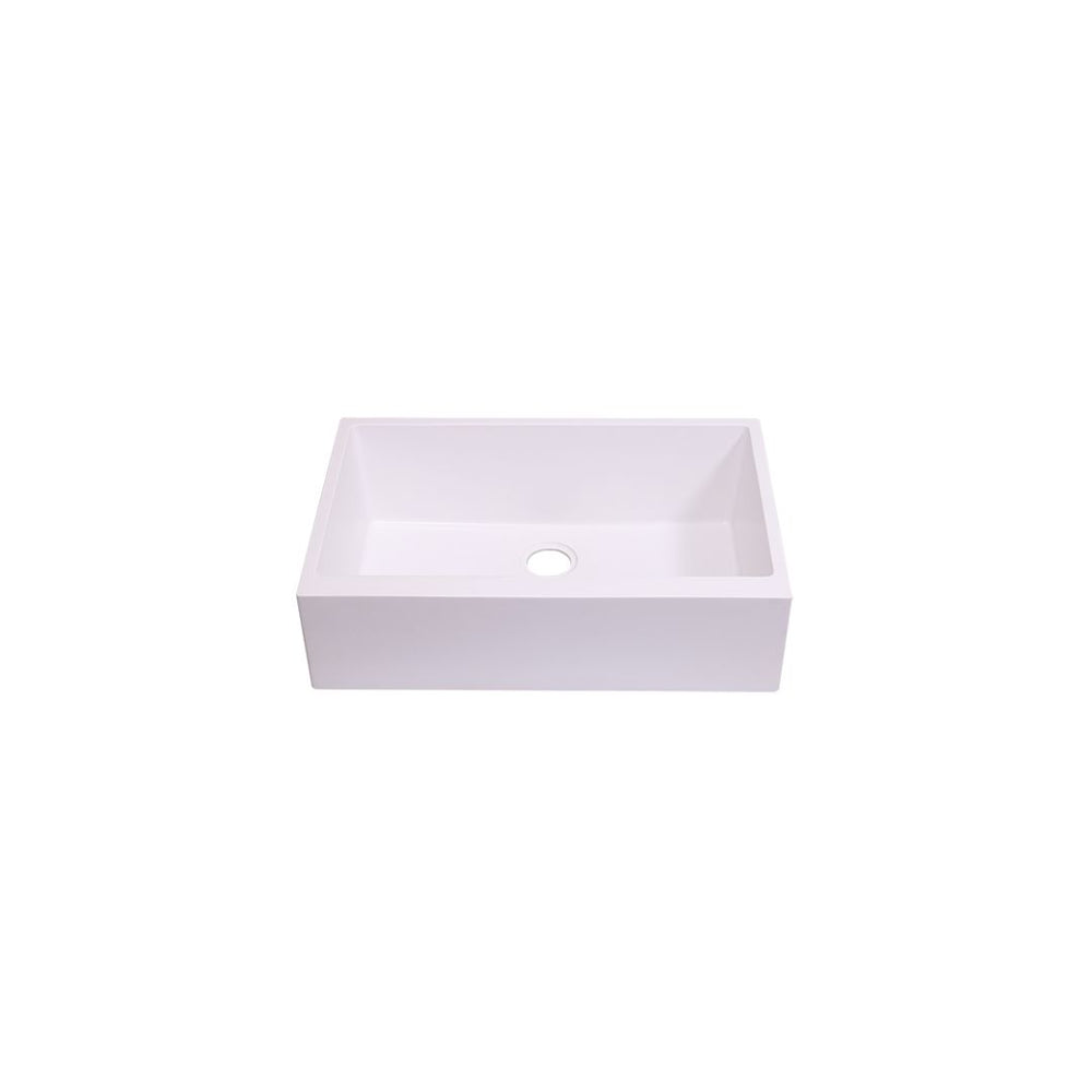 AD-GCF78 Single Bowl Farmhouse Apron Front Granite Composite Sink White
