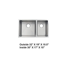 AD-H68 Handmade Undermount Double Bowl 60/40 Stainless Steel Sink