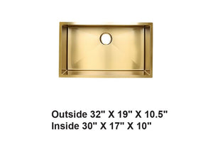 AD-H78-Gold-Handmade Undermount Stainless Sink- GOLD