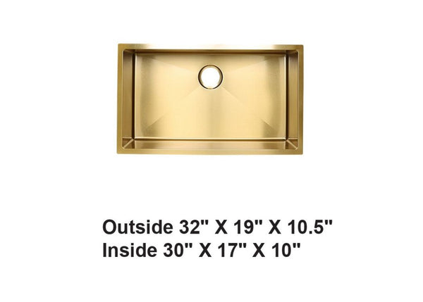 AD-H78-Gold-Handmade Undermount Stainless Sink- GOLD