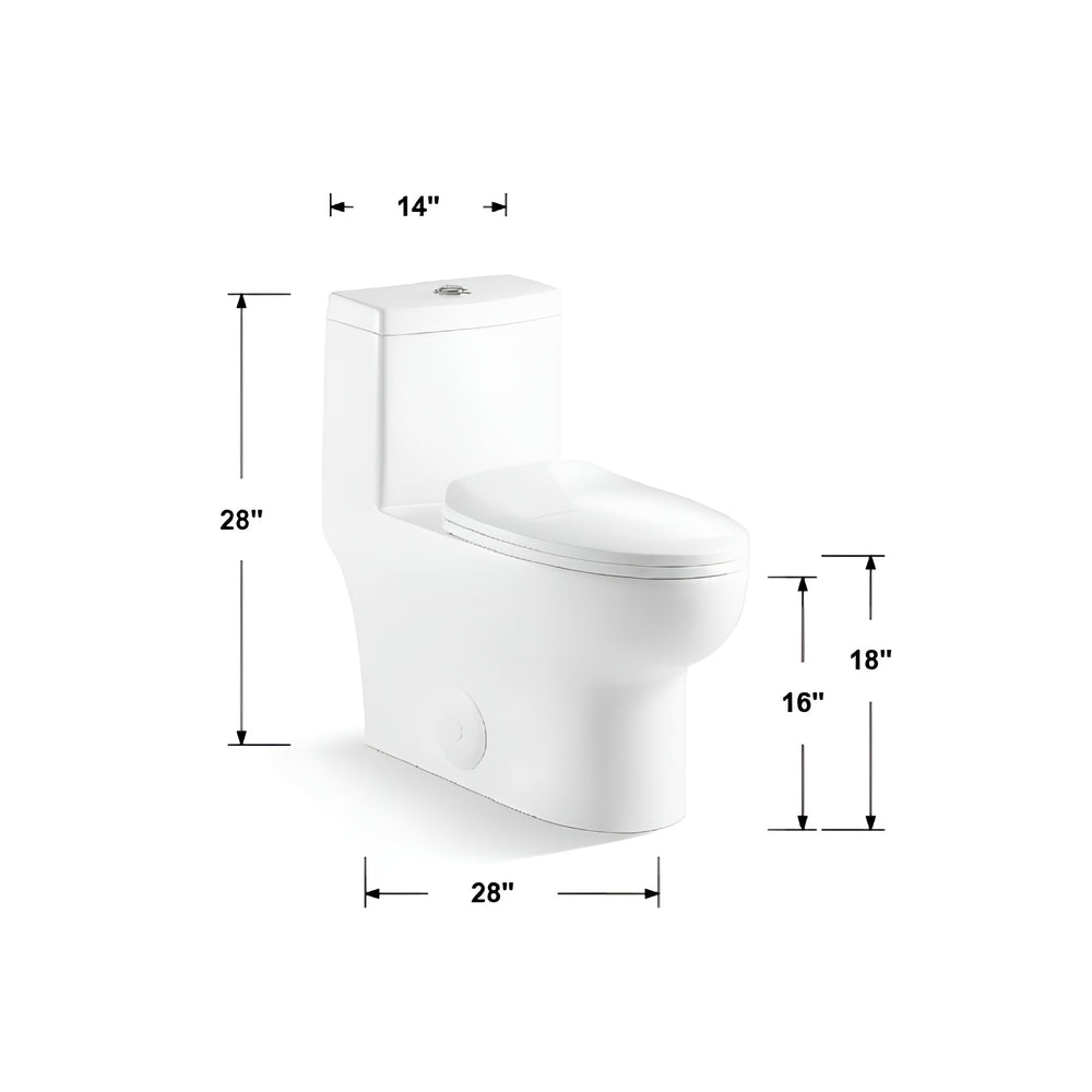 One-Piece 1.28 GPF Dual Flush Toilet White