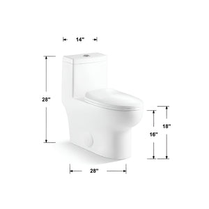 One-Piece 1.28 GPF Dual Flush Toilet White