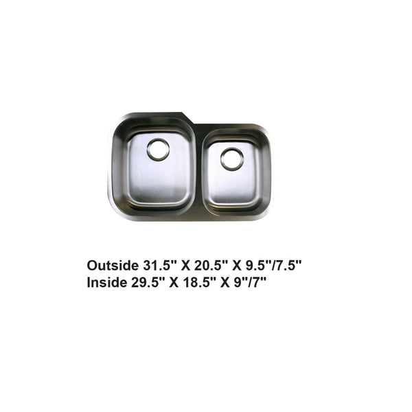 AD-68 Undermount Double Bowl 60/40 Stainless Steel Sink