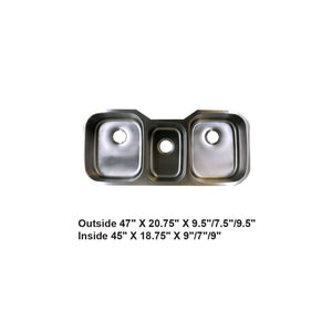 AD-83 Undermount Triple Bowl Stainless Steel Sink