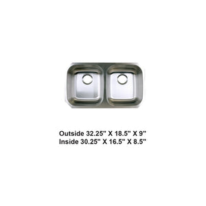 AD-88 Undermount Double Bowl 50/50 Stainless Steel Sink