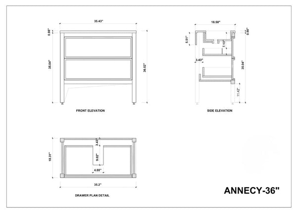 ANNECY 36" CHARCOAL BATHROOM VANITY