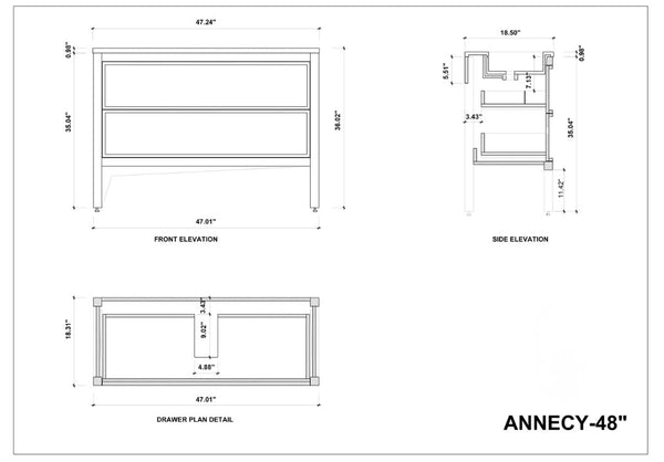 ANNECY 48” DARK WALNUT BATHROOM VANITY