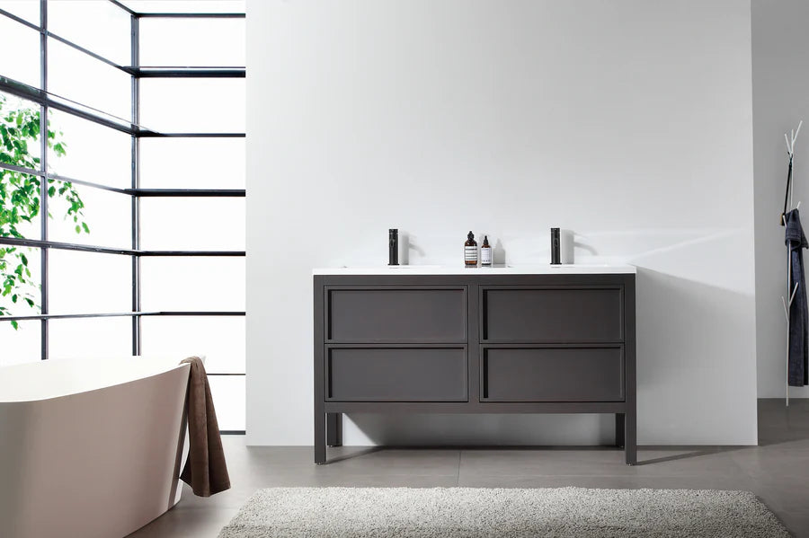 ANNECY 55" CHARCOAL OAK BATHROOM VANITY