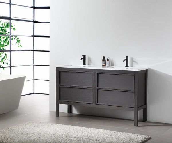 ANNECY 55" CHARCOAL OAK BATHROOM VANITY