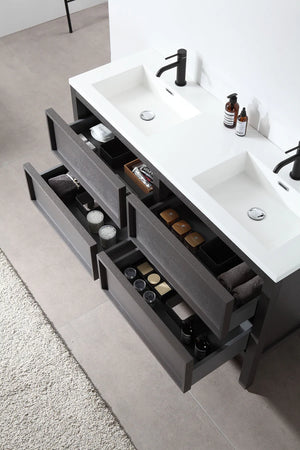ANNECY 55" CHARCOAL OAK BATHROOM VANITY