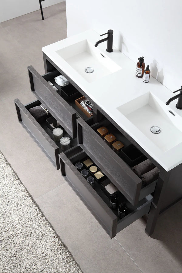 ANNECY 55" CHARCOAL OAK BATHROOM VANITY
