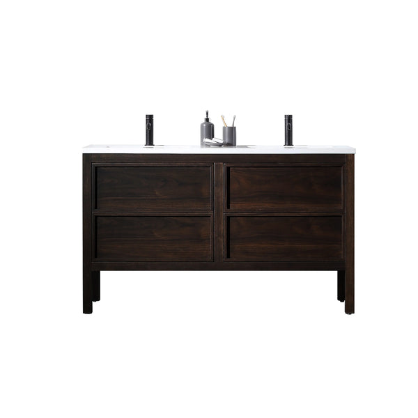 ANNECY 55” DARK WALNUT BATHROOM VANITY