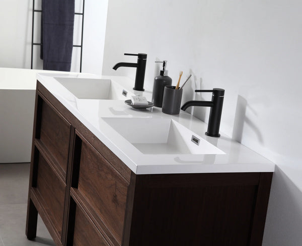 ANNECY 55” DARK WALNUT BATHROOM VANITY