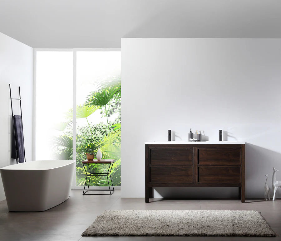 ANNECY 55” DARK WALNUT BATHROOM VANITY