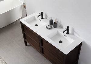 ANNECY 55” DARK WALNUT BATHROOM VANITY