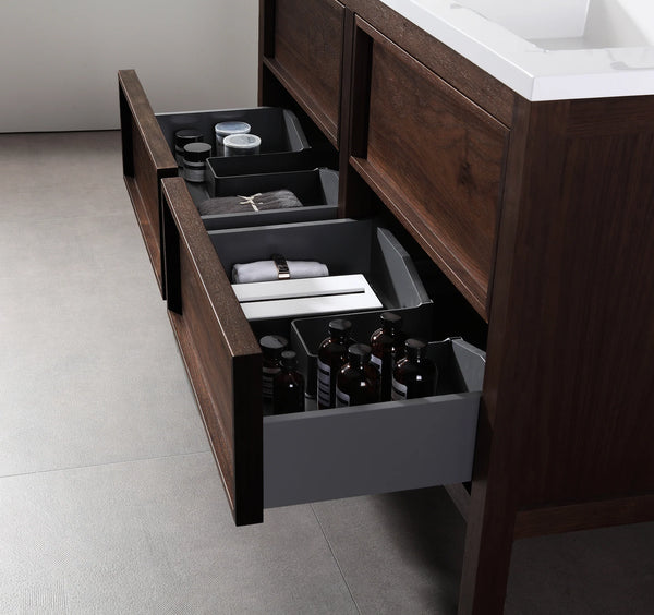 ANNECY 55” DARK WALNUT BATHROOM VANITY