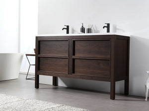 ANNECY 55” DARK WALNUT BATHROOM VANITY