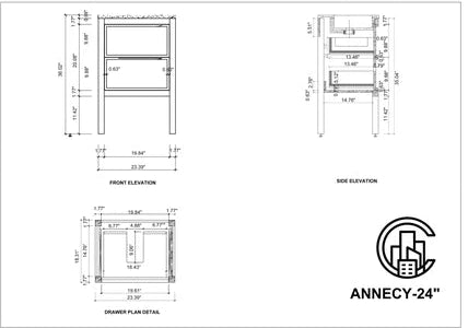ANNECY 24" DARK WALNUT BATHROOM VANITY