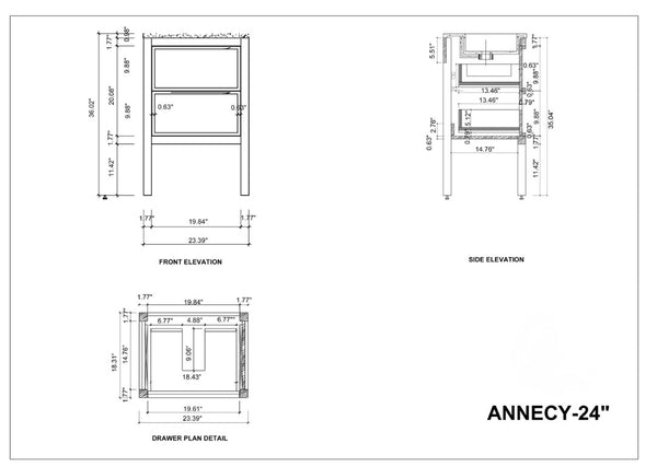 ANNECY 24" DARK WALNUT BATHROOM VANITY